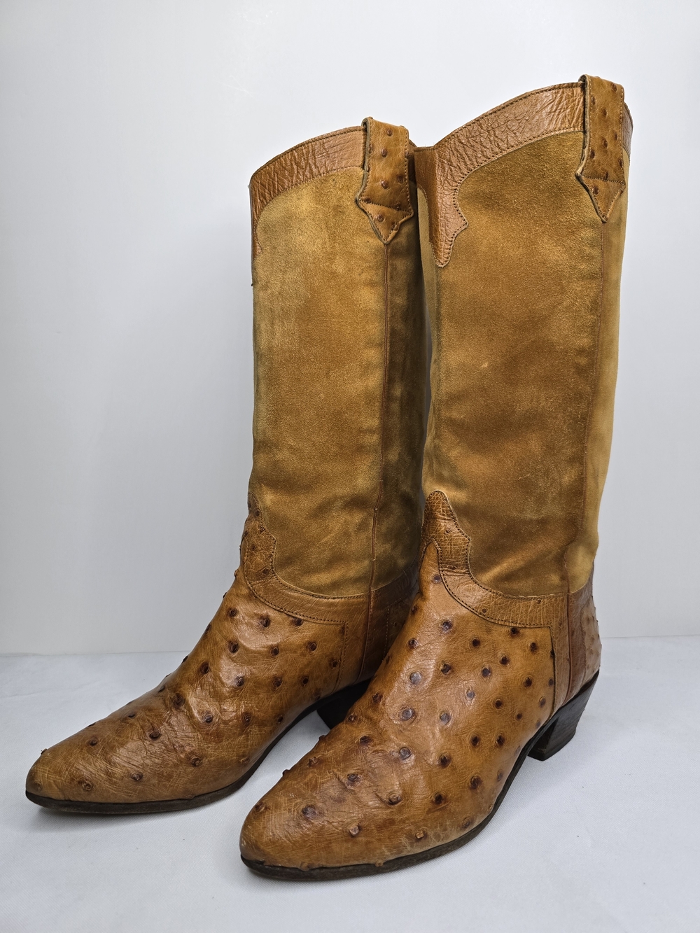 RARE VINTAGE LUXURY ⚡️ Sartore Paris Full-Quill Ostrich Western Boots — EU 35 5